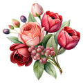 Watercolor Flower Bouquets Fabric Panel 12