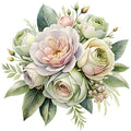 Watercolor Flower Bouquets Fabric Panel 2