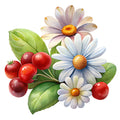Watercolor Flower Bouquets Fabric Panel 8