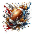 Watercolor Football and Splash Fabric Panel 1