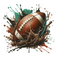 Watercolor Football and Splash Fabric Panel 10
