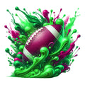 Watercolor Football and Splash Fabric Panel 2