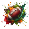 Watercolor Football and Splash Fabric Panel 6
