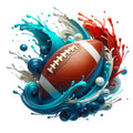 Watercolor Football and Splash Fabric Panel 7