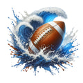 Watercolor Football and Splash Fabric Panel 9