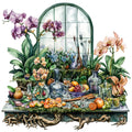 Watercolor Greenhouse Fabric Panel 10