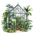 Watercolor Greenhouse Fabric Panel 15