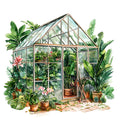 Watercolor Greenhouse Fabric Panel 23