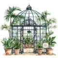 Watercolor Greenhouse Fabric Panel 3