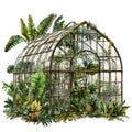 Watercolor Greenhouse Fabric Panel 4