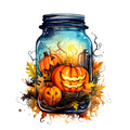 Watercolor Halloween Jar Fabric Panel 1
