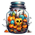 Watercolor Halloween Jar Fabric Panel 6