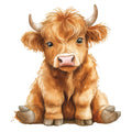 Watercolor Highland Cow Fabric Panel 4