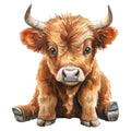 Watercolor Highland Cow Fabric Panel 7