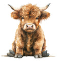 Watercolor Highland Cow Fabric Panel 8