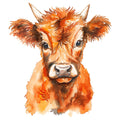 Watercolor Highland Cow Fabric Panel 9