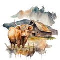 Watercolor Highland Cows Fabric Panel 11
