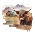 Watercolor Highland Cows Fabric Panel 13
