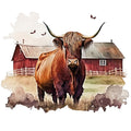 Watercolor Highland Cows Fabric Panel 5