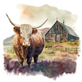 Watercolor Highland Cows Fabric Panel 8