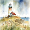 Watercolor Lighthouse Fabric Panel 9
