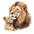 Watercolor Lion Fabric Panel 11