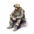 Watercolor Military Fabric Panel 1