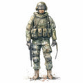 Watercolor Military Fabric Panel 14