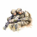 Watercolor Military Fabric Panel 15