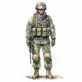 Watercolor Military Fabric Panel 21
