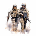 Watercolor Military Fabric Panel 22