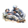 Watercolor Military Fabric Panel 26