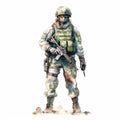 Watercolor Military Fabric Panel 3