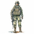 Watercolor Military Fabric Panel 31