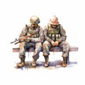 Watercolor Military Fabric Panel 6
