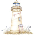 Watercolor Nautical Lighthouse Fabric Panel 2