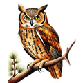 Watercolor Owl Fabric Panel 7