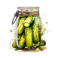 Watercolor Pickles in Jar Fabric Panel 6