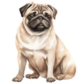 Watercolor Pug Fabric Panel 10