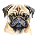 Watercolor Pug Fabric Panel 12