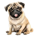 Watercolor Pug Fabric Panel 21