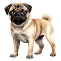 Watercolor Pug Fabric Panel 22