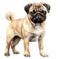 Watercolor Pug Fabric Panel 23
