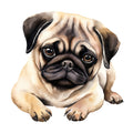 Watercolor Pug Fabric Panel 31