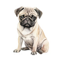 Watercolor Pug Fabric Panel 4