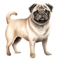 Watercolor Pug Fabric Panel 6