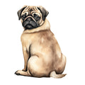 Watercolor Pug Fabric Panel 7