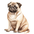Watercolor Pug Fabric Panel 9