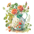 Watercolor Rose Vase Fabric Panel 5