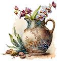 Watercolor Rose Vase Fabric Panel 8